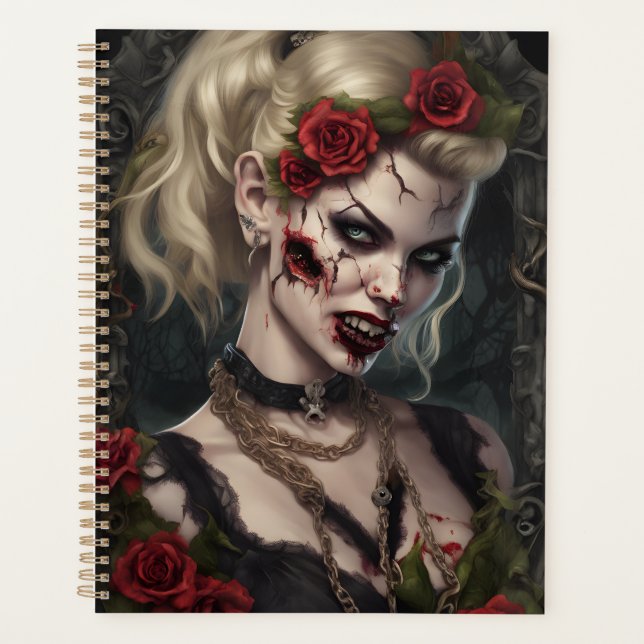 Gothic Vampire Queen Planner | Dark Fantasy Horned (Front)