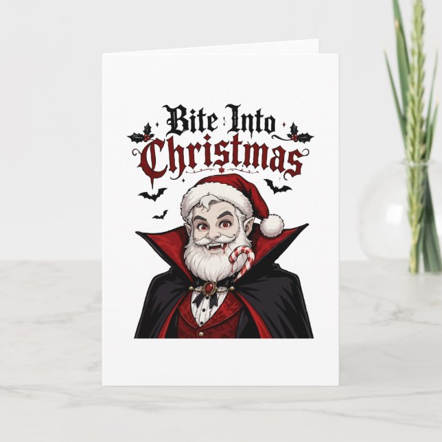Gothic Vampire Santa Christmas Design Card (Front)