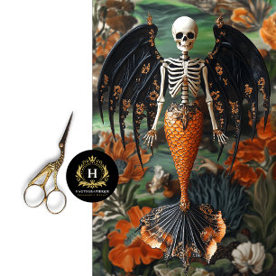 Gothic Vampire Skeleton Mermaid Skull Decoupage  Tissue Paper