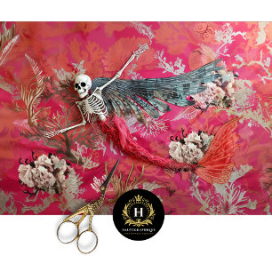 Gothic Vampire Skeleton Mermaid Skull Decoupage  Tissue Paper