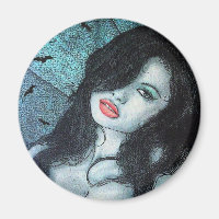 Gothic vampire woman black hair original art ELD