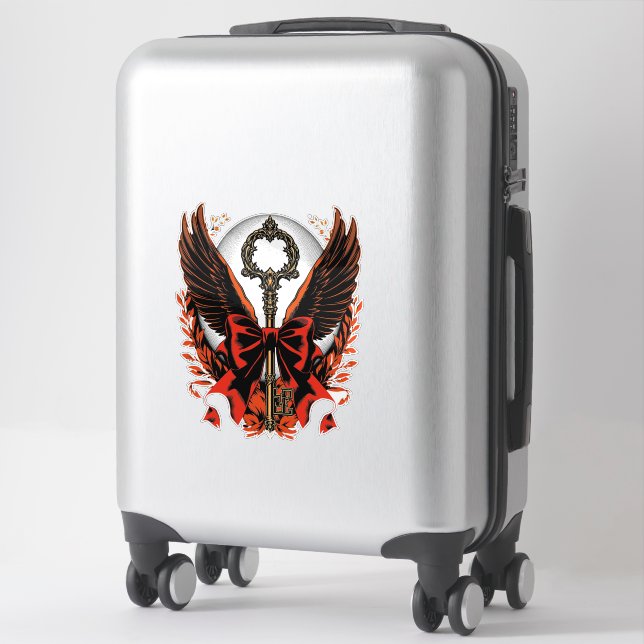 Gothic Velvet Bow Key with Wings & Moon (Suitcase)