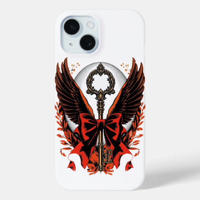 Gothic Velvet Bow Key with Wings & Moon Case-Mate iPhone Case (Back)