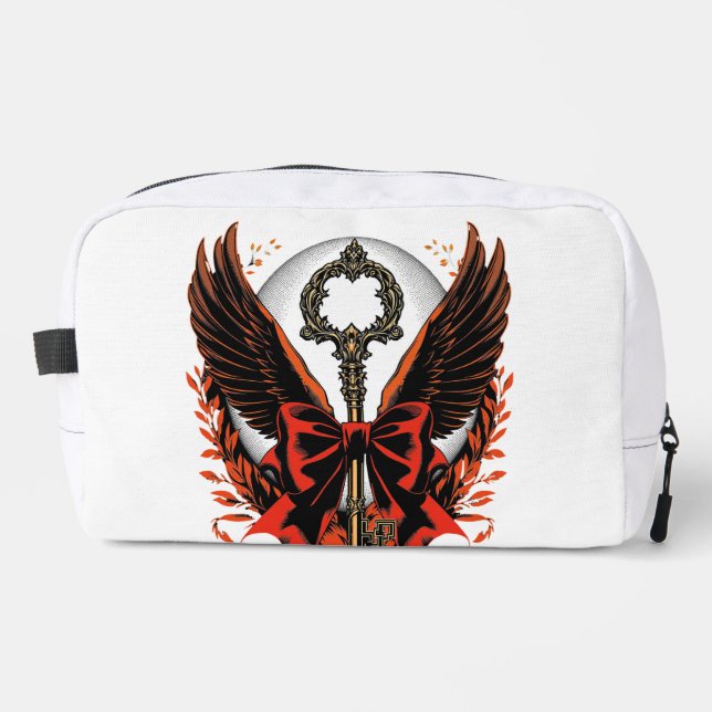 Gothic Velvet Bow Key with Wings & Moon Dopp Kit (Front)