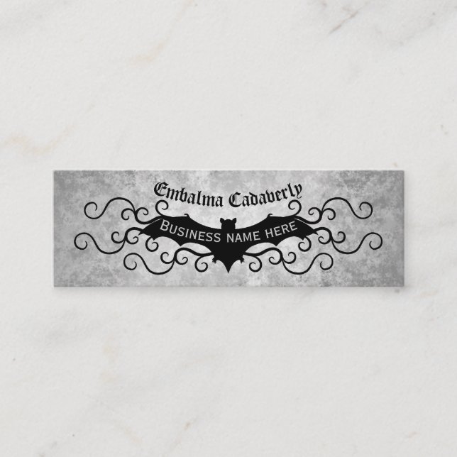 Gothic Victorian bat with swirls elegant cute Mini Business Card (Front)