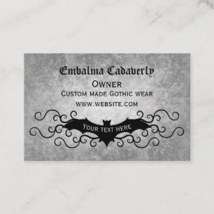 Gothic Victorian bat with swirls pretty Business Card