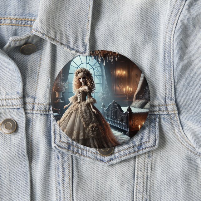  Gothic Victorian Doll – Enchanted Dark 10 Cm Round Badge (In Situ)