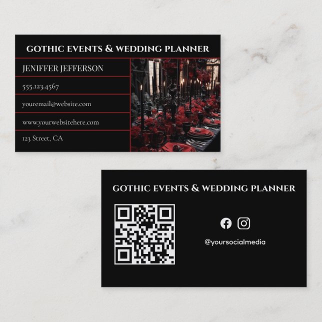 Gothic Victorian event & wedding planner Business Card (Front/Back)