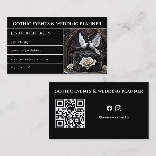 Gothic Victorian event & wedding planner Business Card (Front/Back)