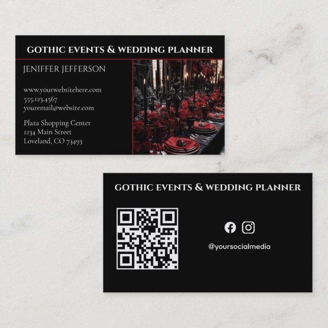 Gothic Victorian event & wedding planner Business Card (Front/Back)
