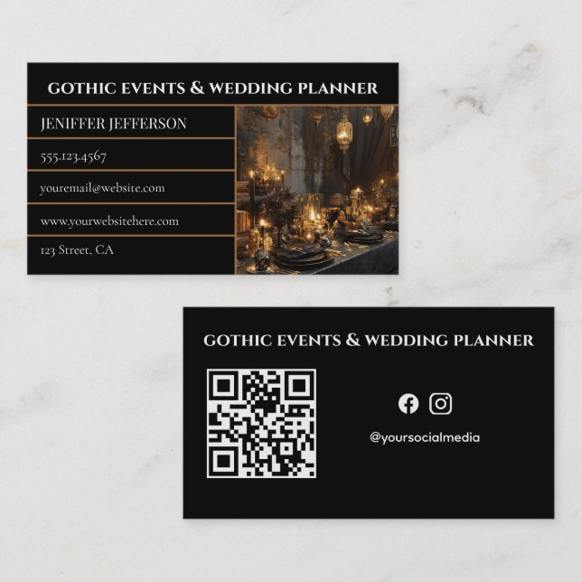 Gothic Victorian event & wedding planner Business Card (Front/Back)
