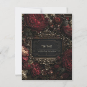 Gothic Victorian Frame with Dark Red Roses Postcard