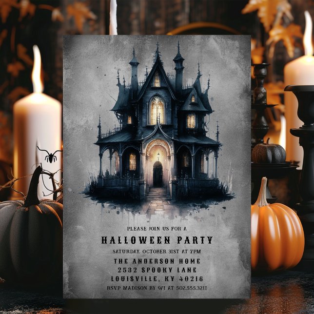 Gothic Victorian Haunted House Halloween Party Invitation (Creator Uploaded)