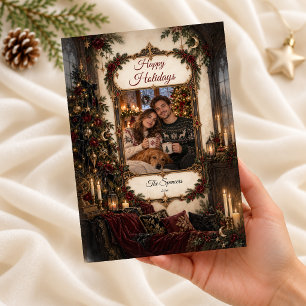 Gothic Victorian Holiday Couple Portrait Card