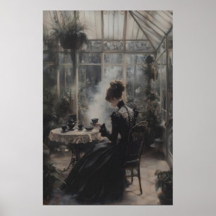 Gothic Victorian Lady in a Grand Conservatory Tea Poster