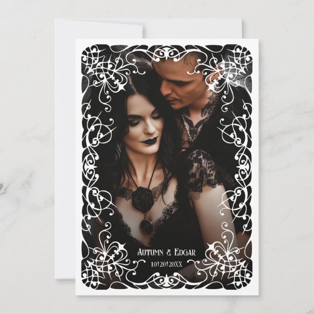 Gothic Victorian Photo Wedding Save the Date Invitation (Front)