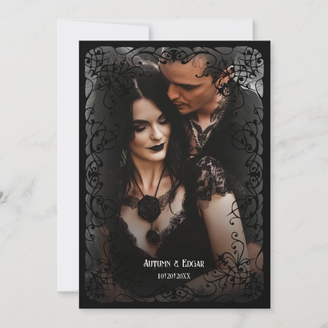 Gothic Victorian Photo Wedding Save the Date Invitation (Front)