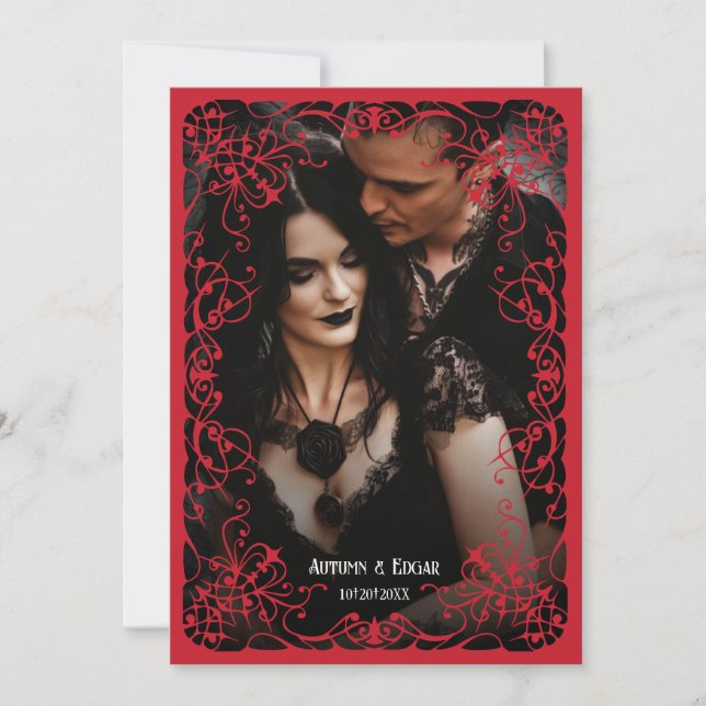 Gothic Victorian Photo Wedding Save the Date Invitation (Front)