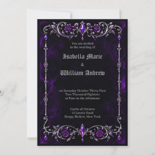 Gothic Victorian Purple Wedding Invitation