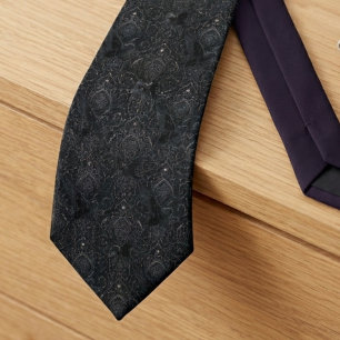 Gothic Victorian Raven Damask Tie