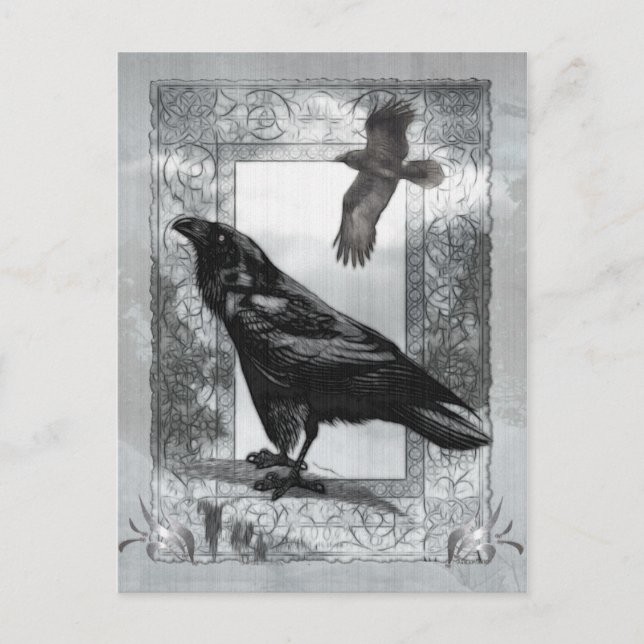 Gothic Victorian Raven Fantasy Art Postcard (Front)