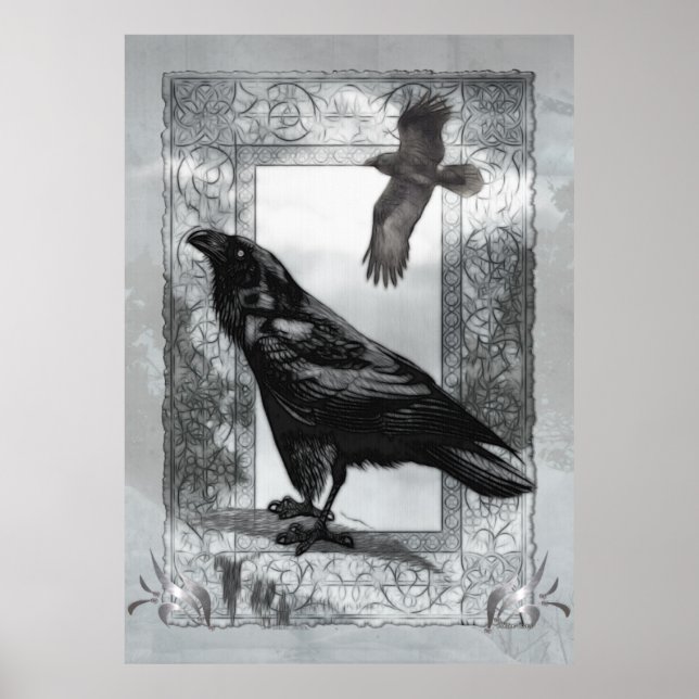 Gothic Victorian Raven Fantasy Art Poster (Front)