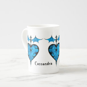 Gothic victorian staked vampire heart in blue bone china mug