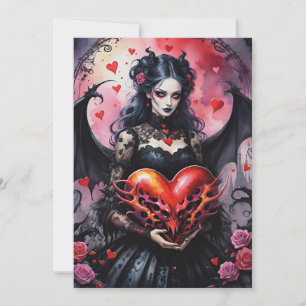 Gothic Victorian Valentine's Day Hearts Roses Holiday Card