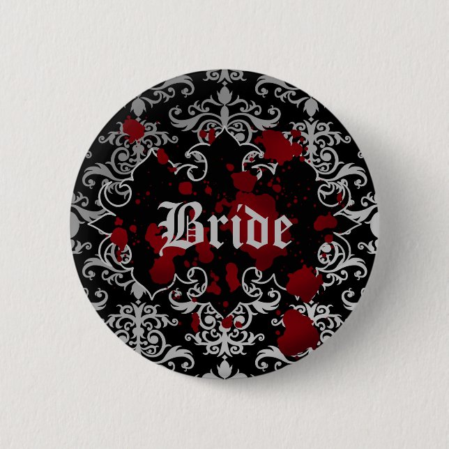 Gothic victorian vampire theme wedding bride 6 cm round badge (Front)