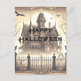 Gothic Victorian Vintage Scary Happy Halloween Holiday Postcard