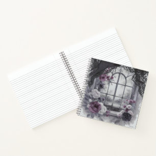 Gothic Victorian Window Purple Rose Lace Frame Art Notebook