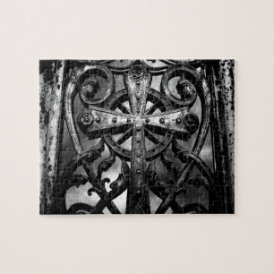 Gothic victorian wrought iron celtic cross jigsaw puzzle