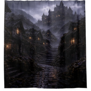 Gothic Village Stairway Shower Curtain