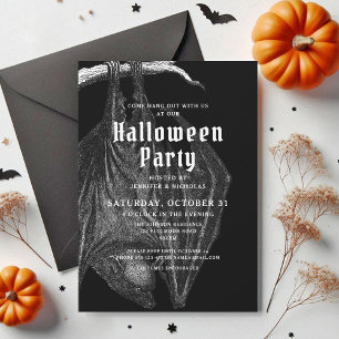 Gothic Vintage Bats Halloween Party Invitation
