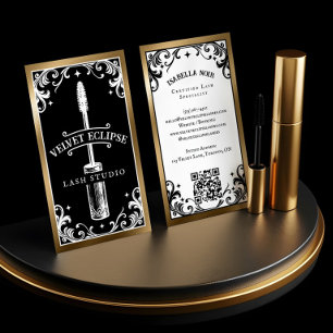 Gothic Vintage Beauty Lash Studio Black Luxury Business Card