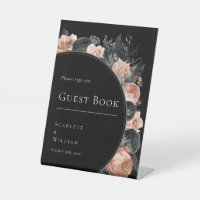 Gothic Vintage Black Blush Wedding Guest Book