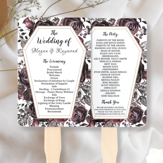 Gothic Vintage Coffin HalloWedding Program Hand Hand Fan (Creator Uploaded)