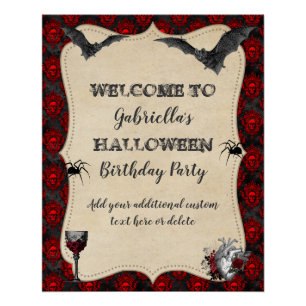Gothic Vintage Halloween Birthday Party Poster
