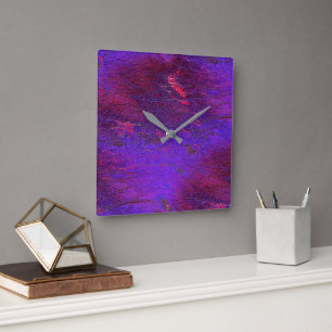 Gothic violet to red  enlarged leather stained     square wall clock