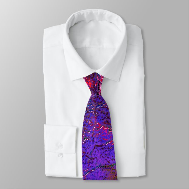 Gothic violet to red  enlarged leather stained     tie (Tied)