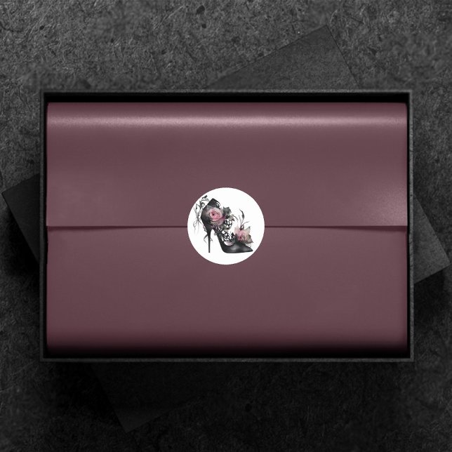Gothic Vogue | Muted Pastel Rose Fashion Stiletto Classic Round Sticker (Creator Uploaded)
