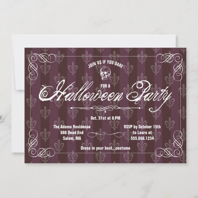 Gothic Wallpaper Halloween Party Invitation (Front)