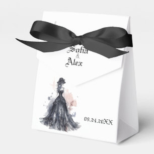 Gothic watercolor floral black wedding  favour box