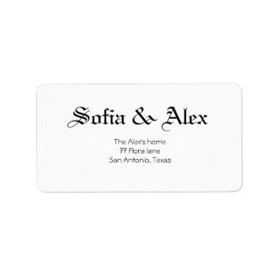 Gothic watercolor floral black white wedding  label