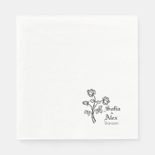 Gothic watercolor roses black wedding napkin