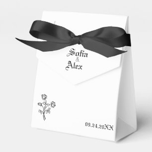 Gothic watercolor roses black  whitewedding  favour box