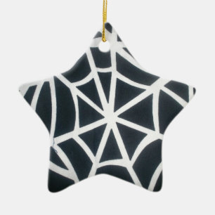 Gothic Web Velocity Bold Black and White Designer Ceramic Tree Decoration