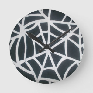 Gothic Web Velocity Bold Black and White Designer Round Clock