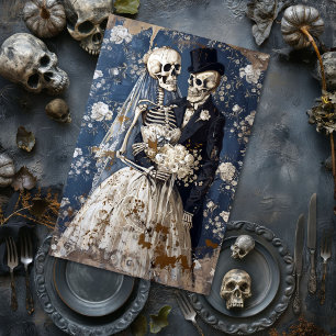 Gothic Wedding Bride Groom Skeleton Decoupage  Tissue Paper