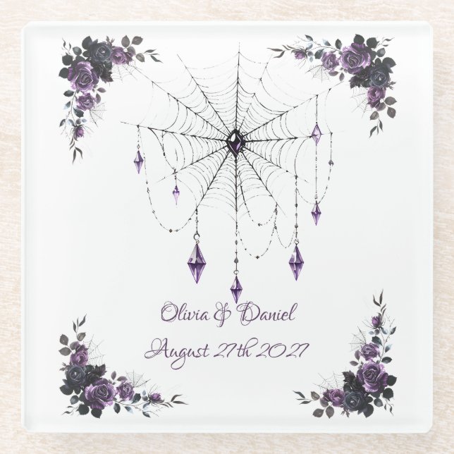 Gothic Wedding Coaster Floral Dark Romance (Front)